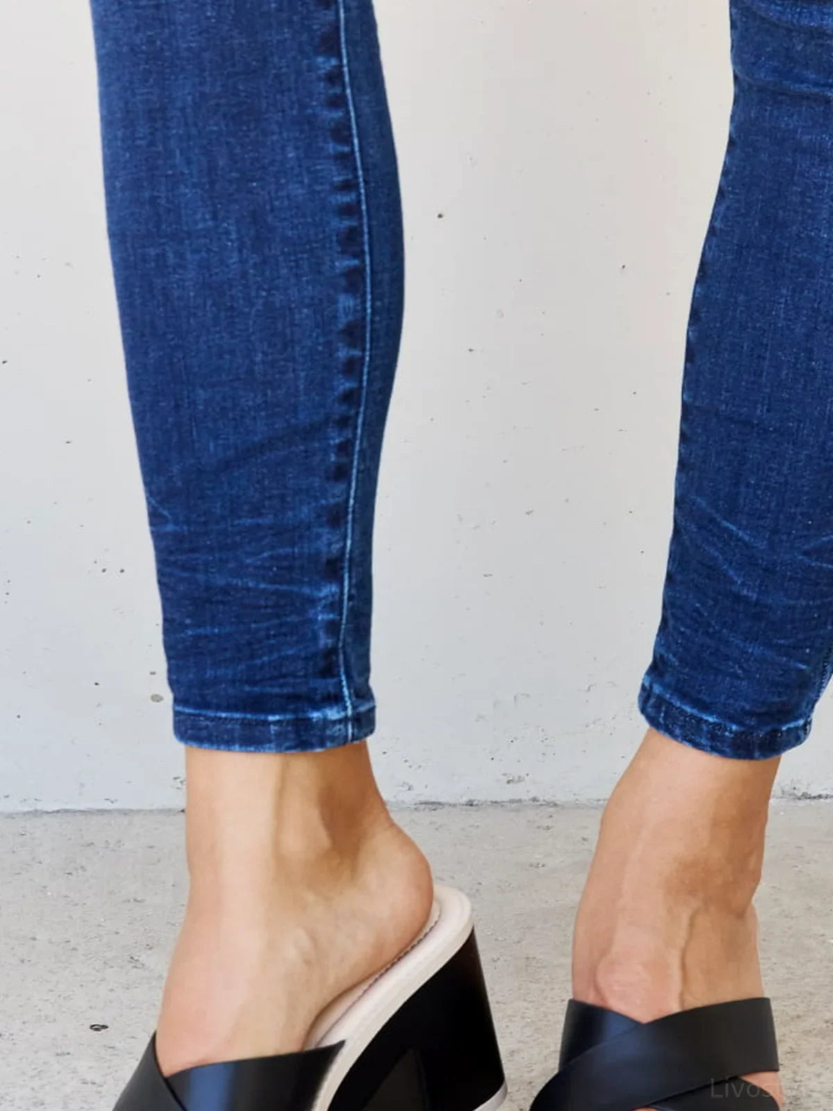 Contrast Platform Block Heel Sandals with Criss-Cross Straps