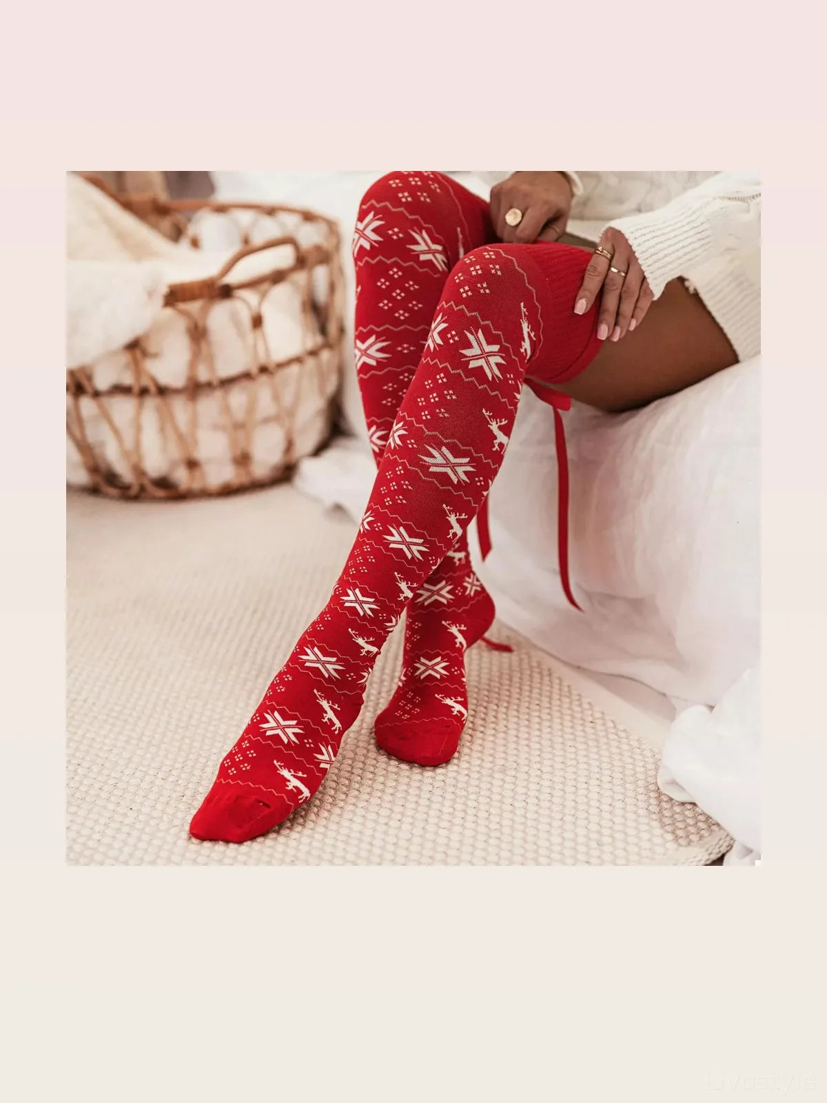Christmas Bow Knee-High Socks