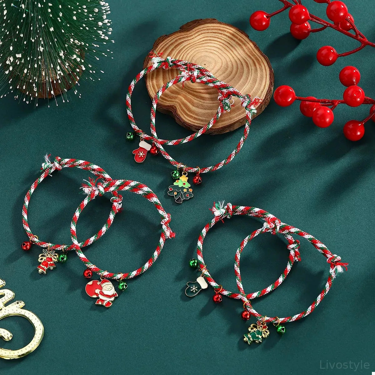 Christmas Charm Braided Rope Bracelet