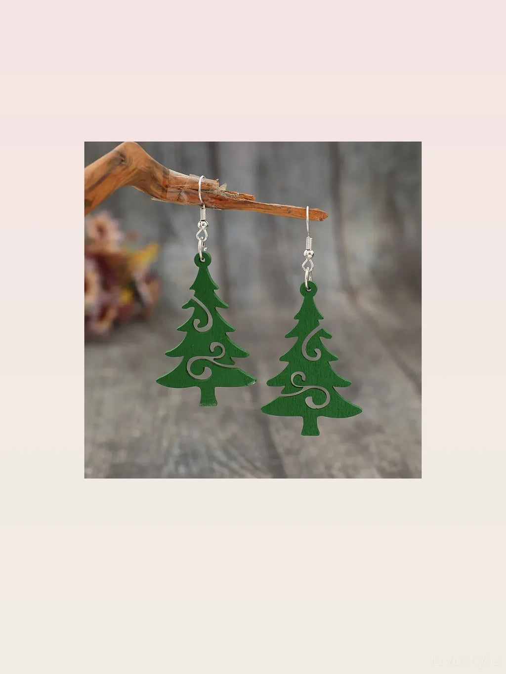 Christmas Tree Wooden Dangle Earrings