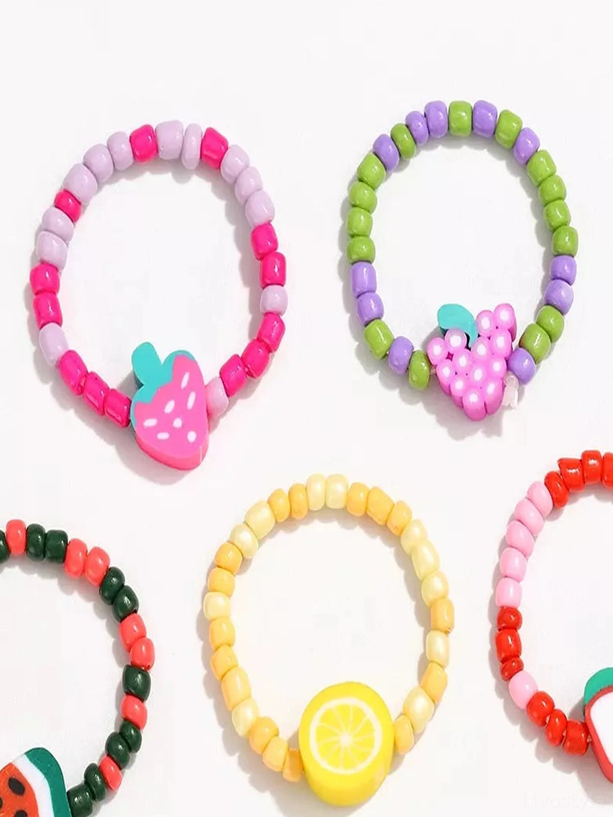 Colorful Fruit Charm Beaded Ring
