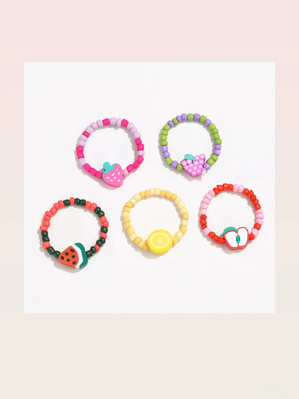 Colorful Fruit Charm Beaded Ring
