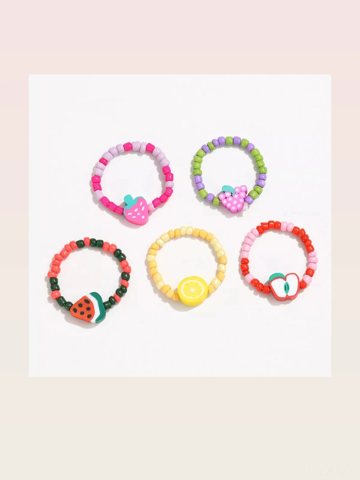 Colorful Fruit Charm Beaded Ring