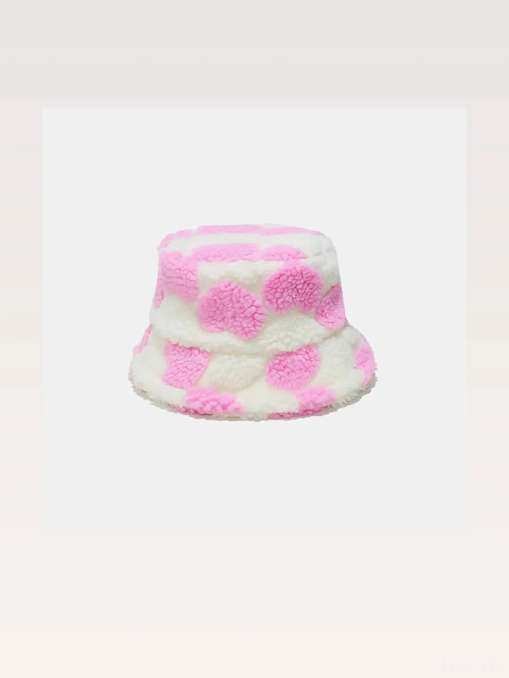 Contrast Heart Polka Dot Fuzzy Bucket Hat