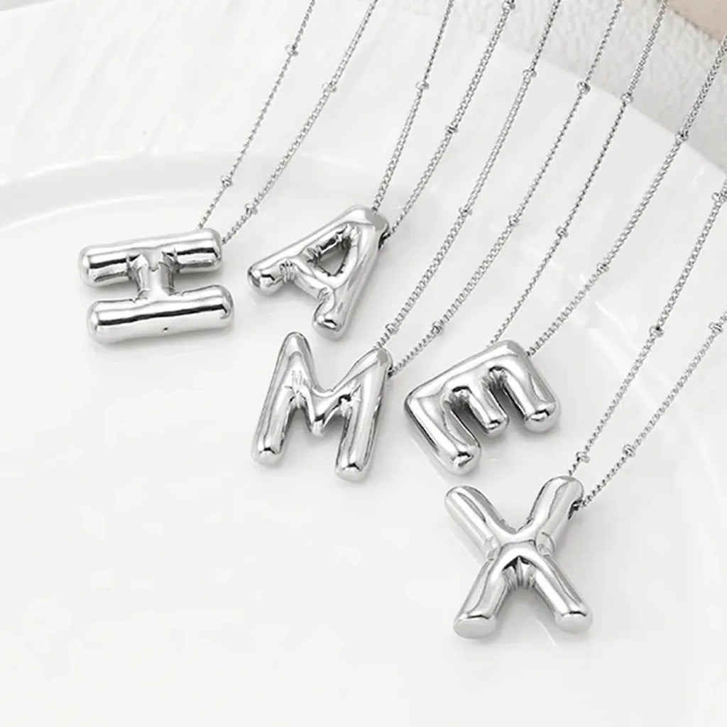 Copper Bubble Letter Initial Pendant Necklace