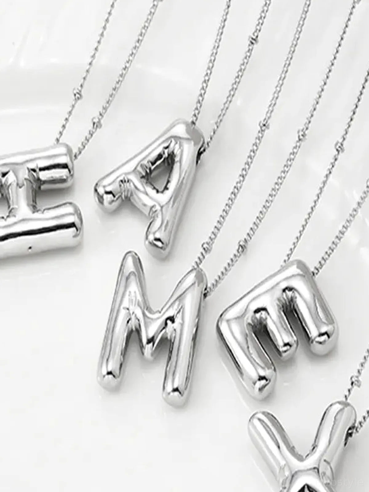 Copper Bubble Letter Initial Pendant Necklace