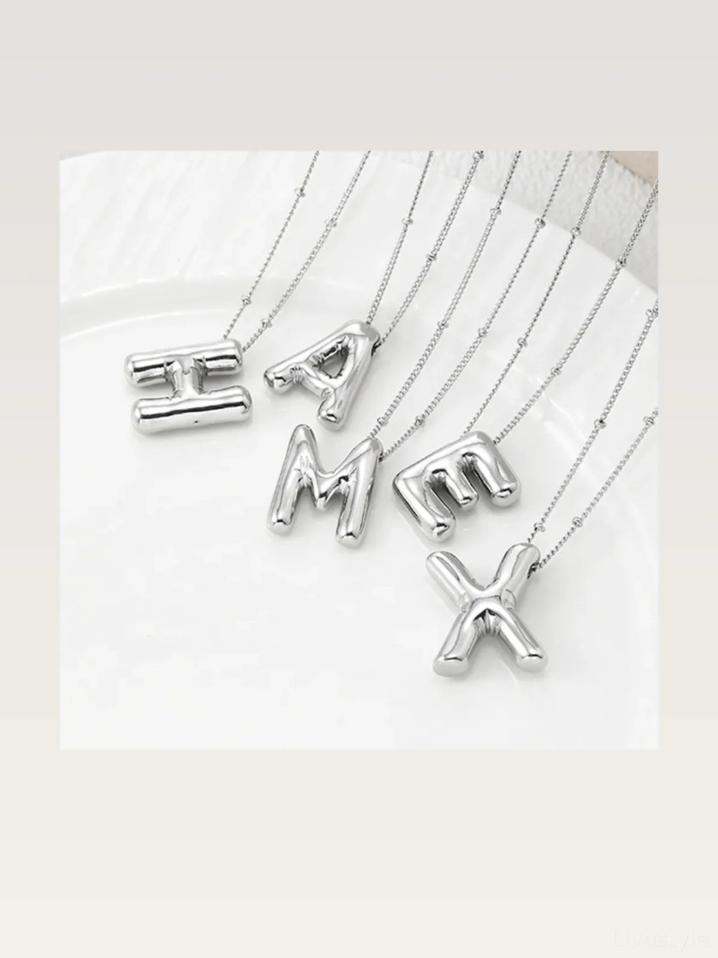 Copper Bubble Letter Initial Pendant Necklace