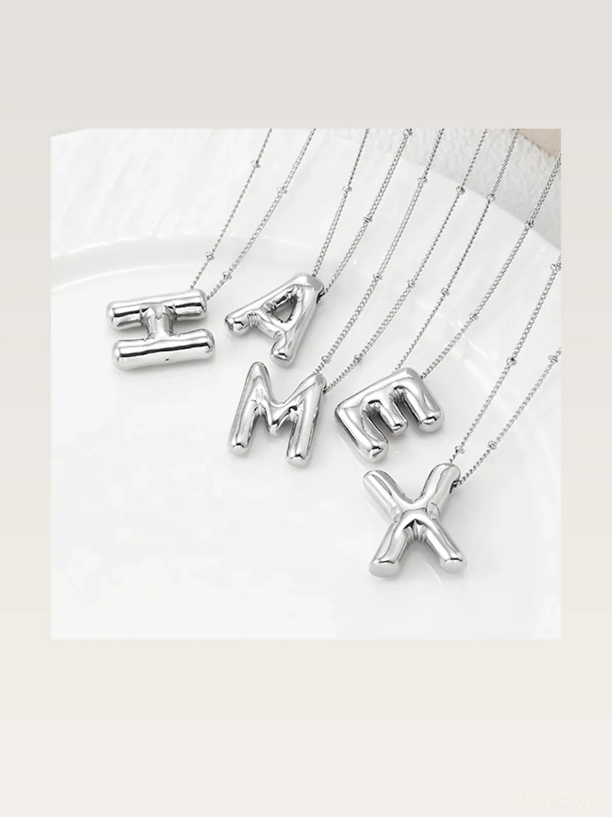 Copper Bubble Letter Initial Pendant Necklace