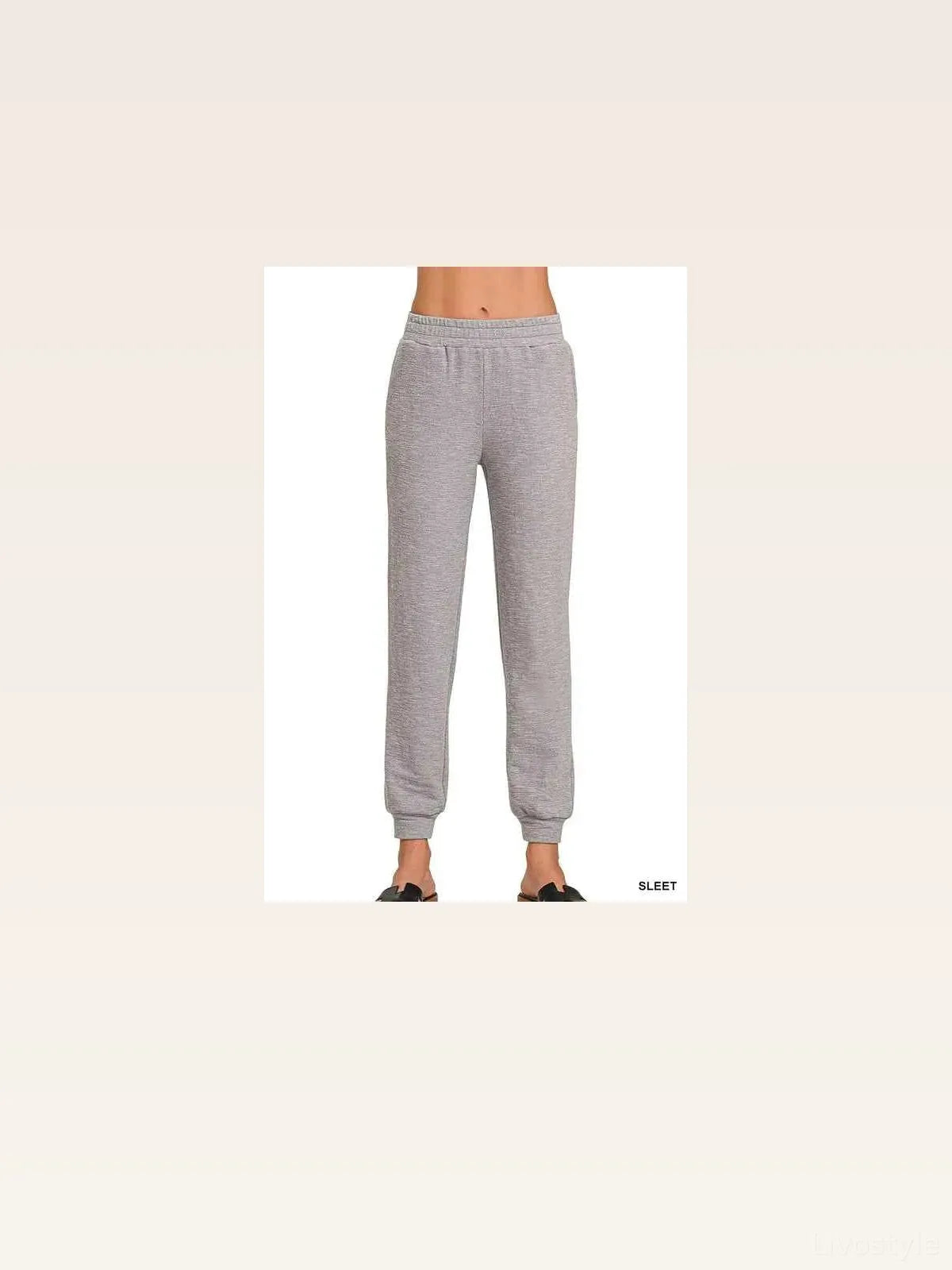 Cotton Slub Jogger Pants with Drawstring Waist