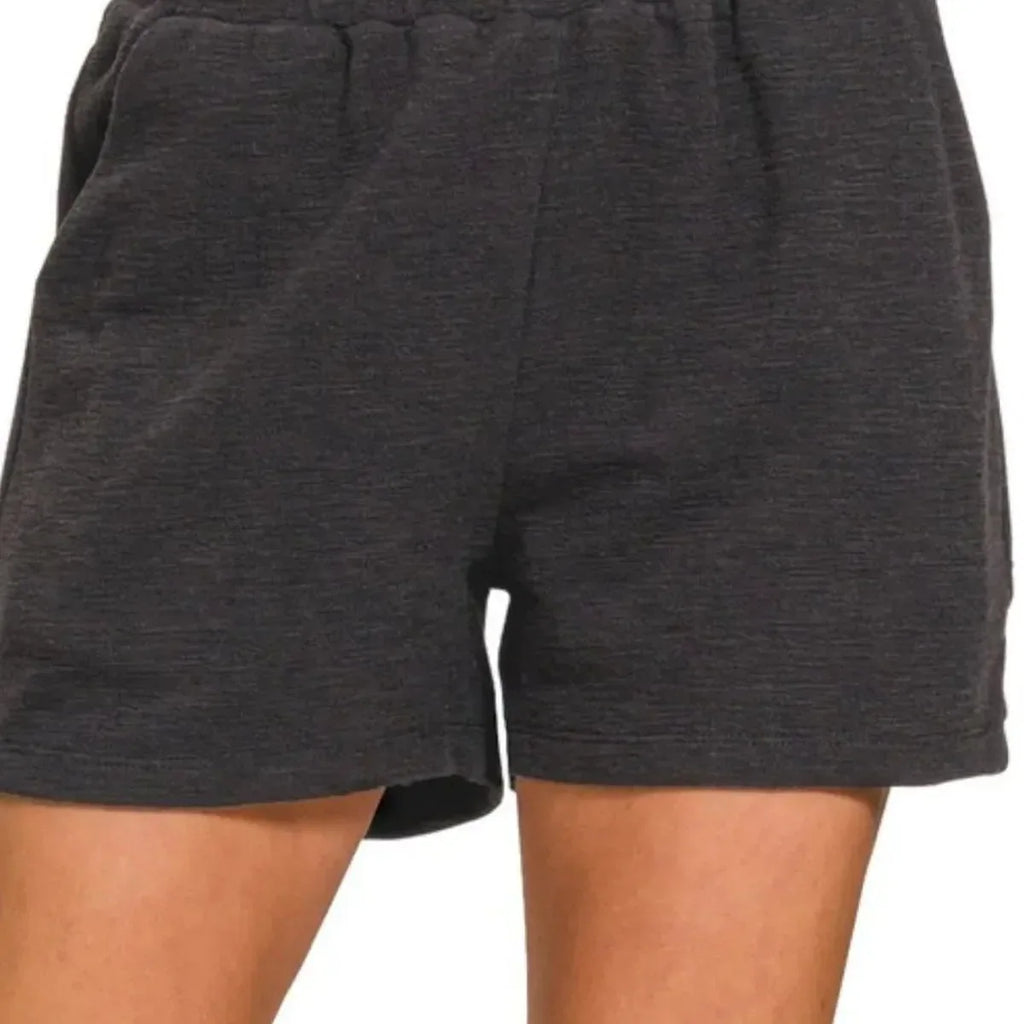 Cotton Slub Drawstring Shorts with Side Pockets