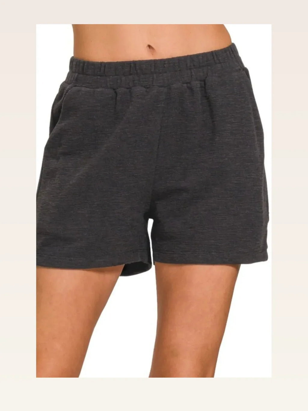 Cotton Slub Drawstring Shorts with Side Pockets