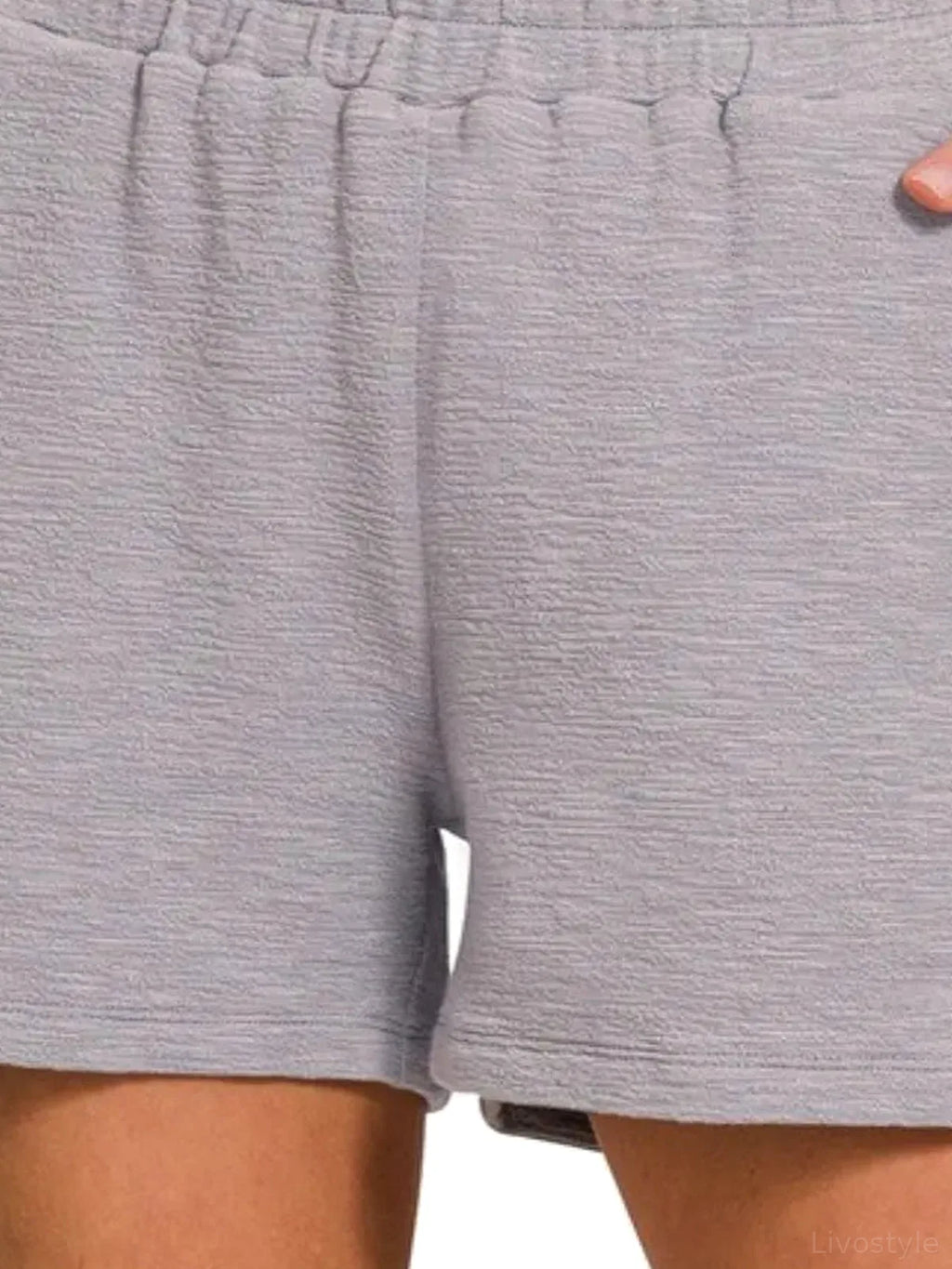 Relaxed Cotton Slub Shorts with Drawstring and Pockets