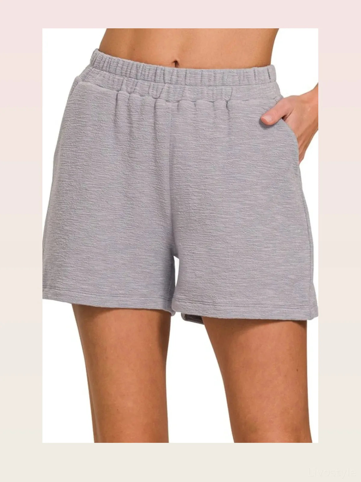 Relaxed Cotton Slub Shorts with Drawstring and Pockets