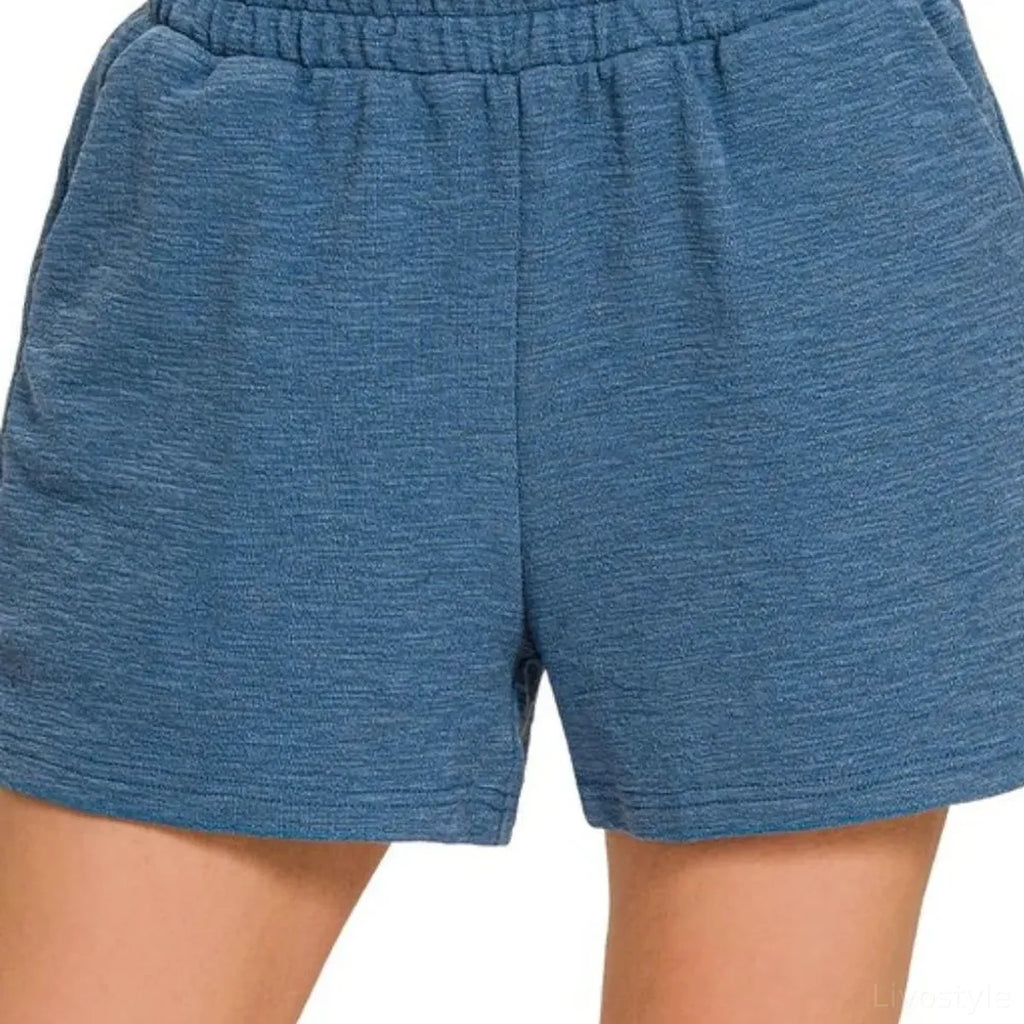 Cotton Slub Shorts with Adjustable Drawstring Waist