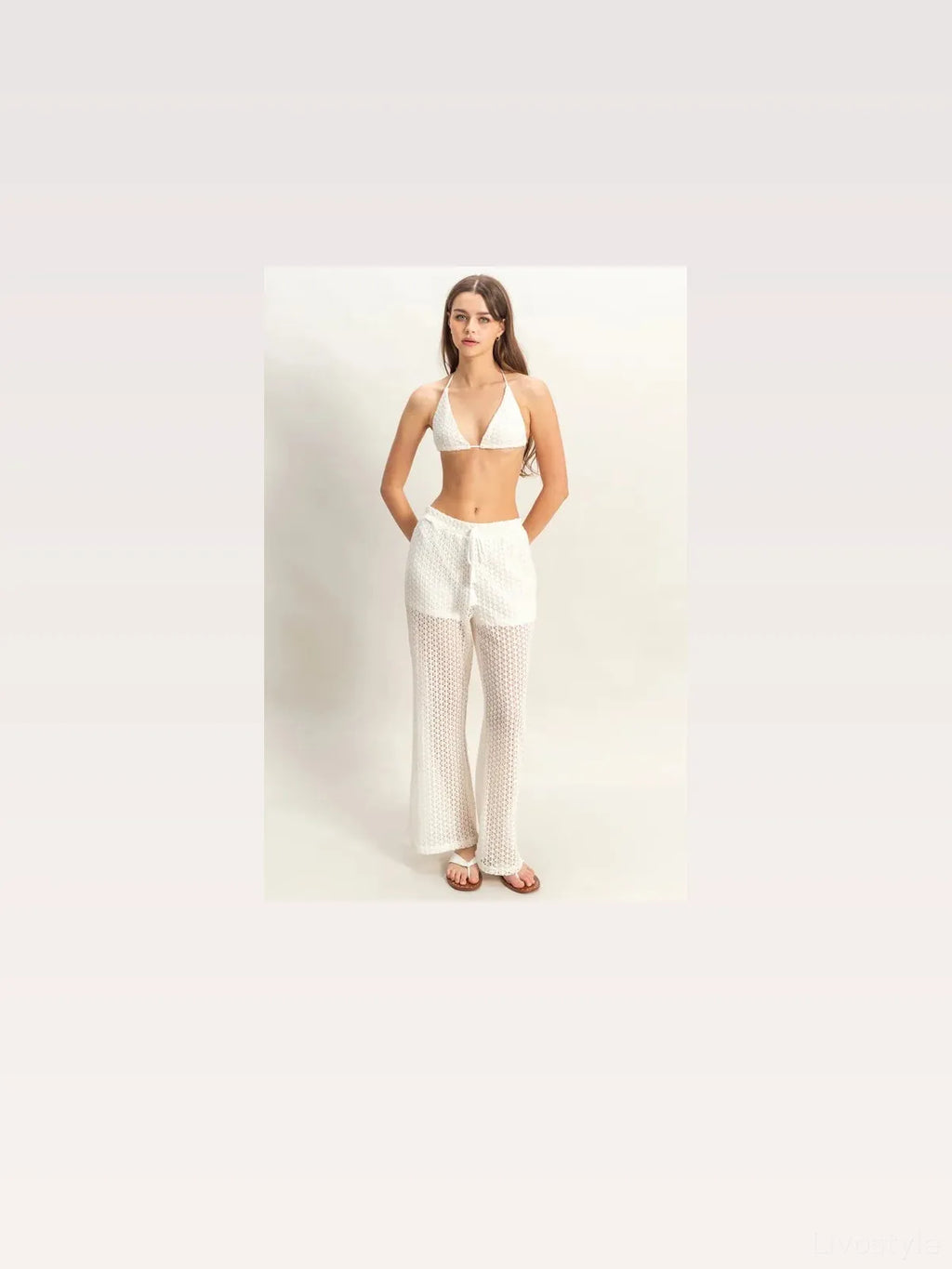 Crochet Bralette and Drawstring Pants Set