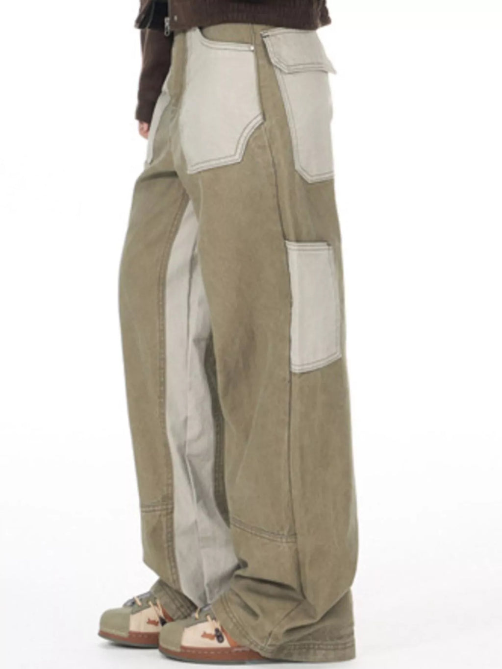 Men's Two-Tone Wide Leg Cargo Pants