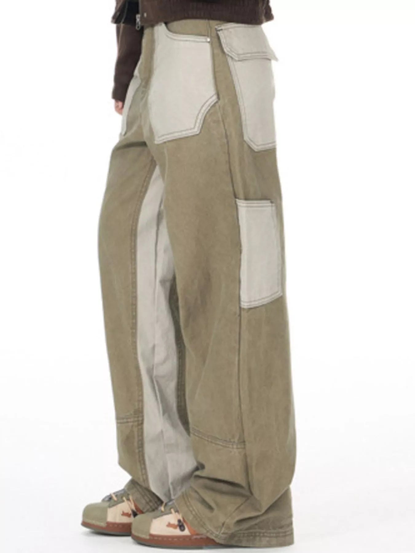 Men's Two-Tone Wide Leg Cargo Pants