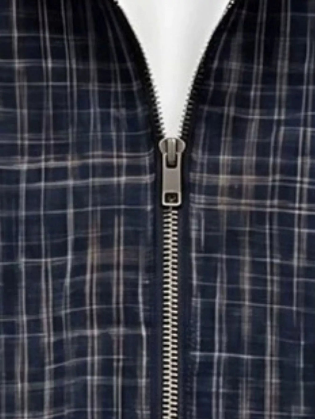 Men's Plus Size Plaid Zipper Short Sleeve Shirt