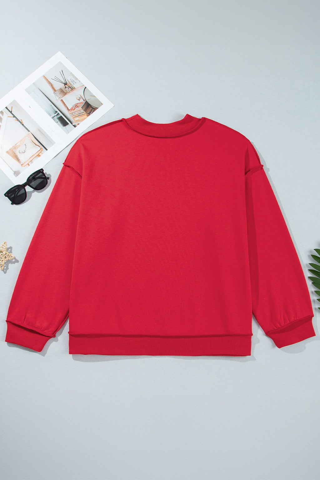 Racing Red Exposed Seam Detail Reversible Double Wear Plus Size Sweatshirt