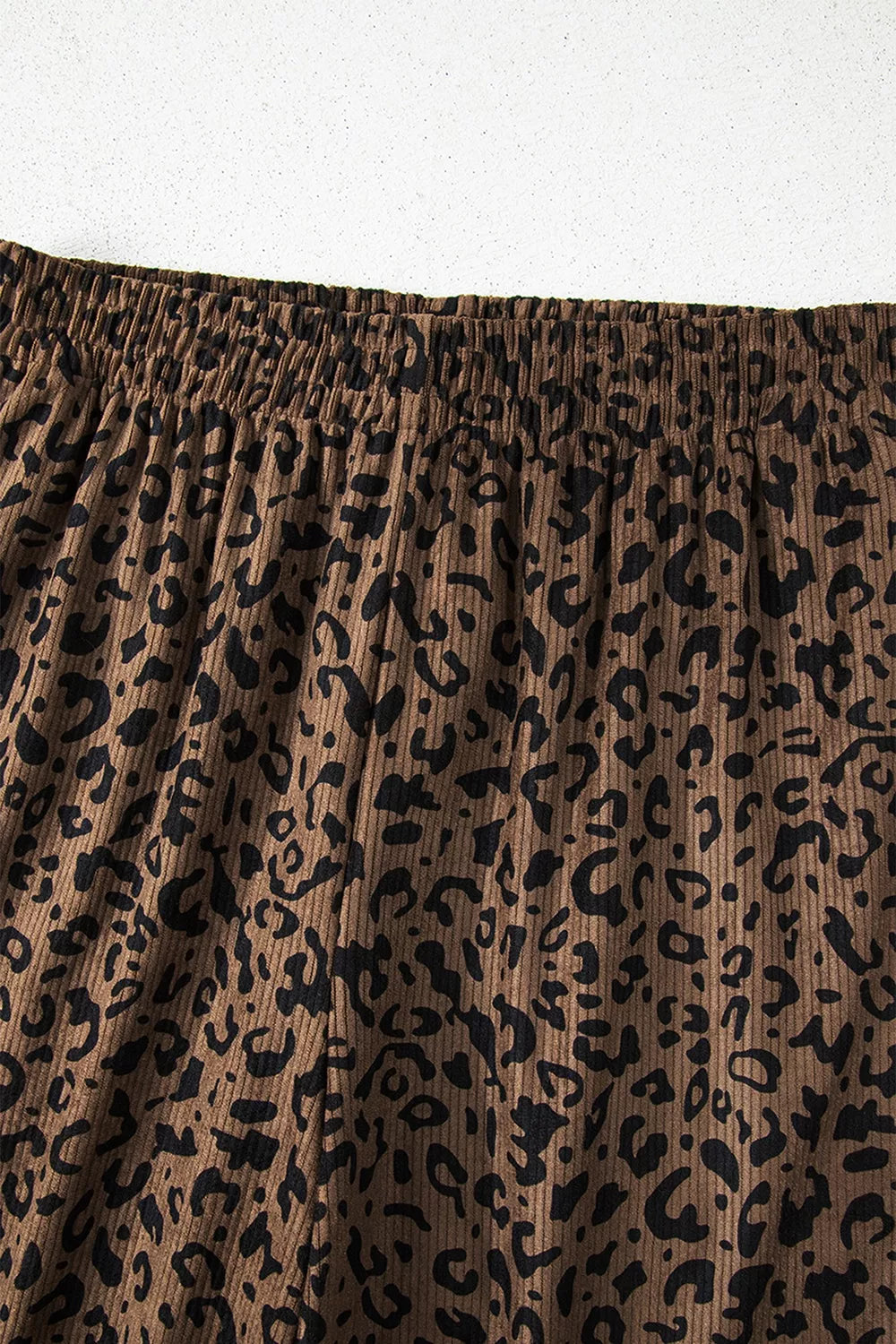 Leopard Print Elastic High Waist Loose Corduroy Pants