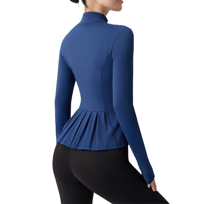 Women's Slimming Yoga Top With Stand-Up Collar - Lightweight Sports Cardigan For Fitness Gym Workout