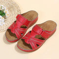 Cutout Leather Wedge Sandals