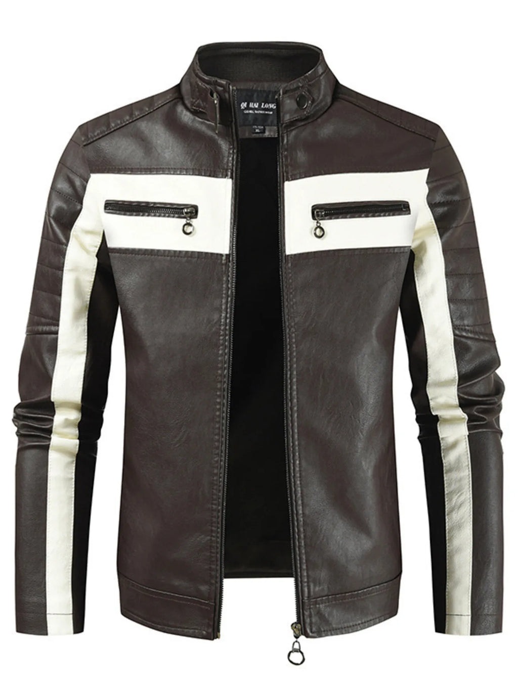 Men's Plus Size Contrast Zip Up Long Sleeve Jacket
