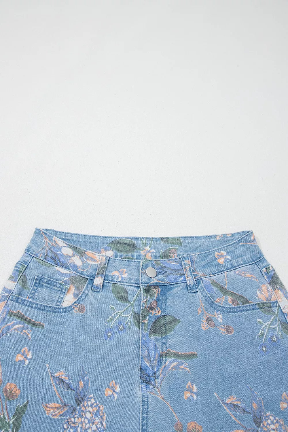 Floral Print Wide-Leg Jeans