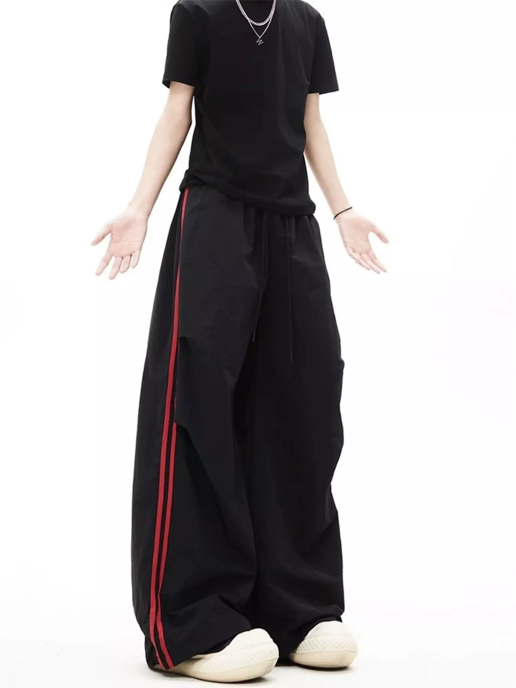 Men's Wide-Leg Pants with Side Stripes