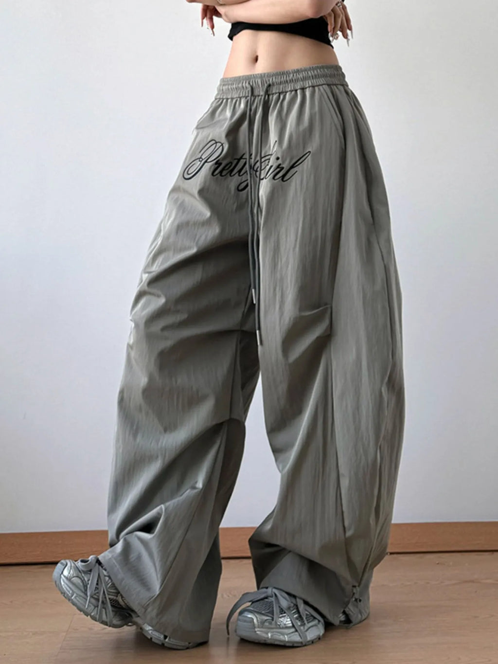 Drawstring Oversized Wide Leg Casual Pants