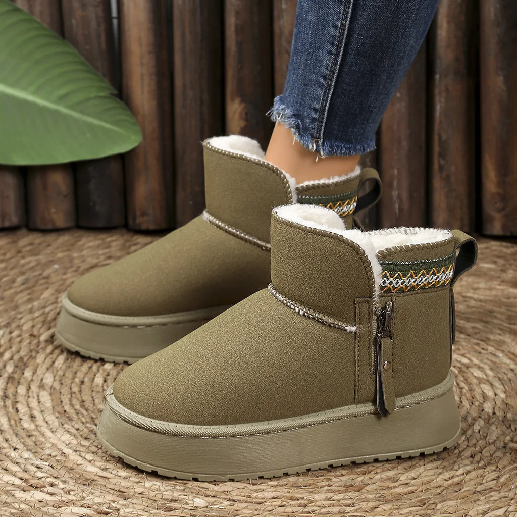 Suede Ankle Boots with Decorative Strap