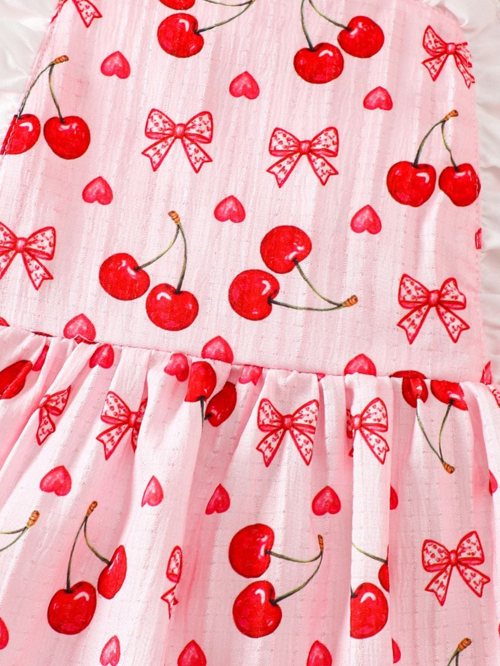Children's Cherry Print Ruffle Trim Dress