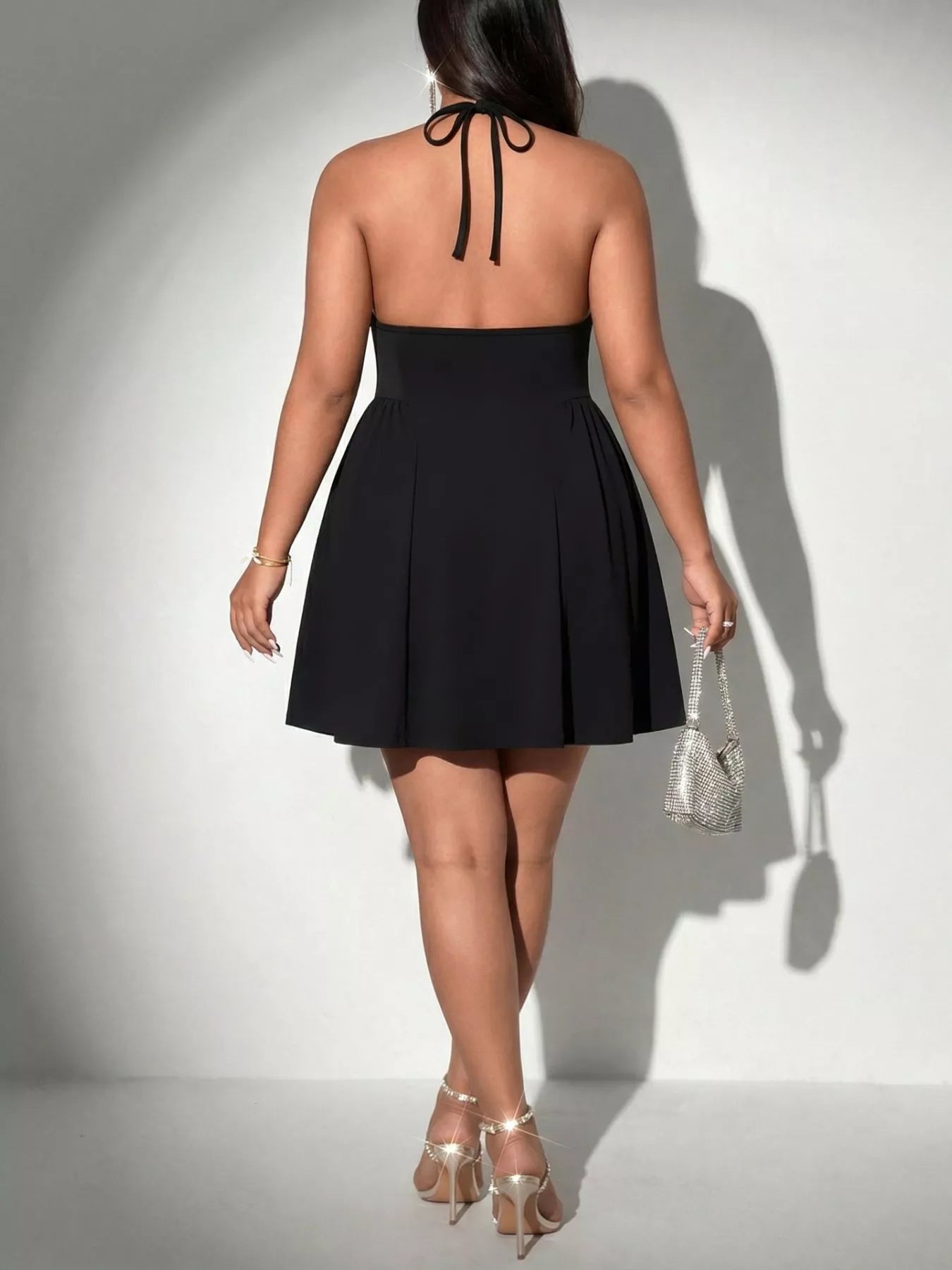 Lace Trim Halter Neck A-Line Dress