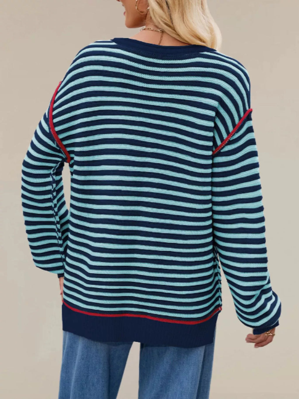 Oversized Striped Dropped Shoulder Sweater