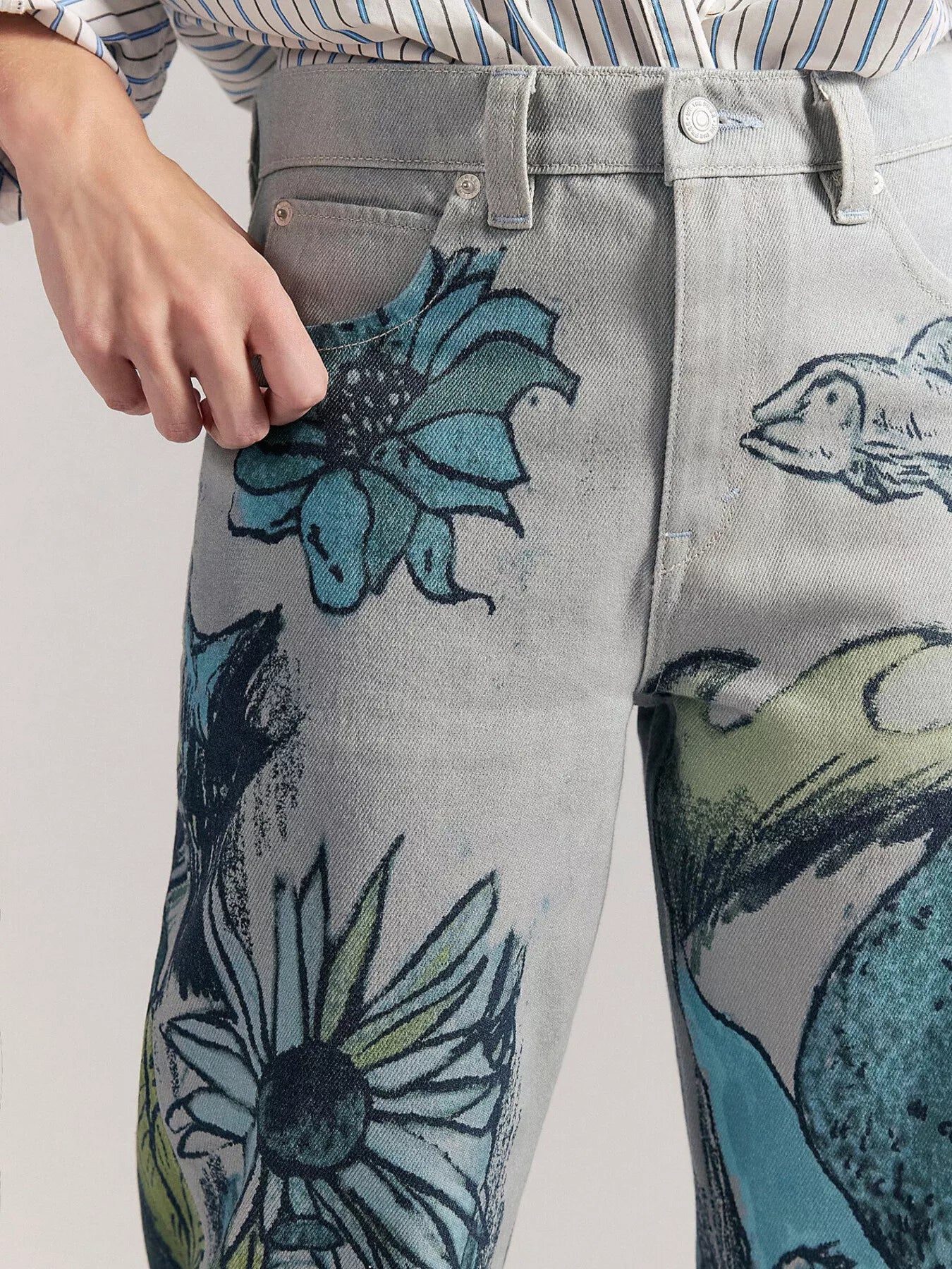 Printed Wide Leg Jeans