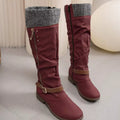 Knee High Slouch Boots with Knit Cuff