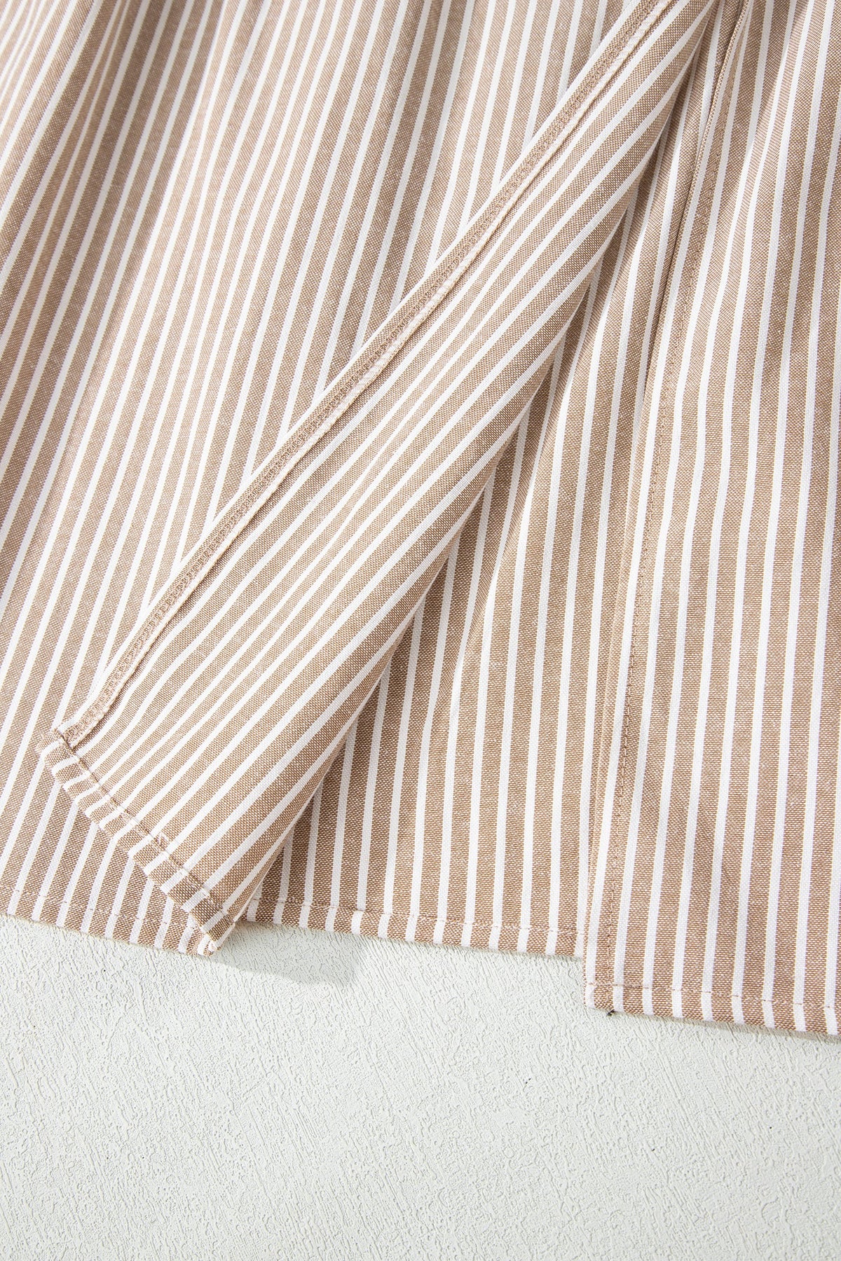 Stripe Flutter Sleeve Buttoned V-Neck Maxi Dress
