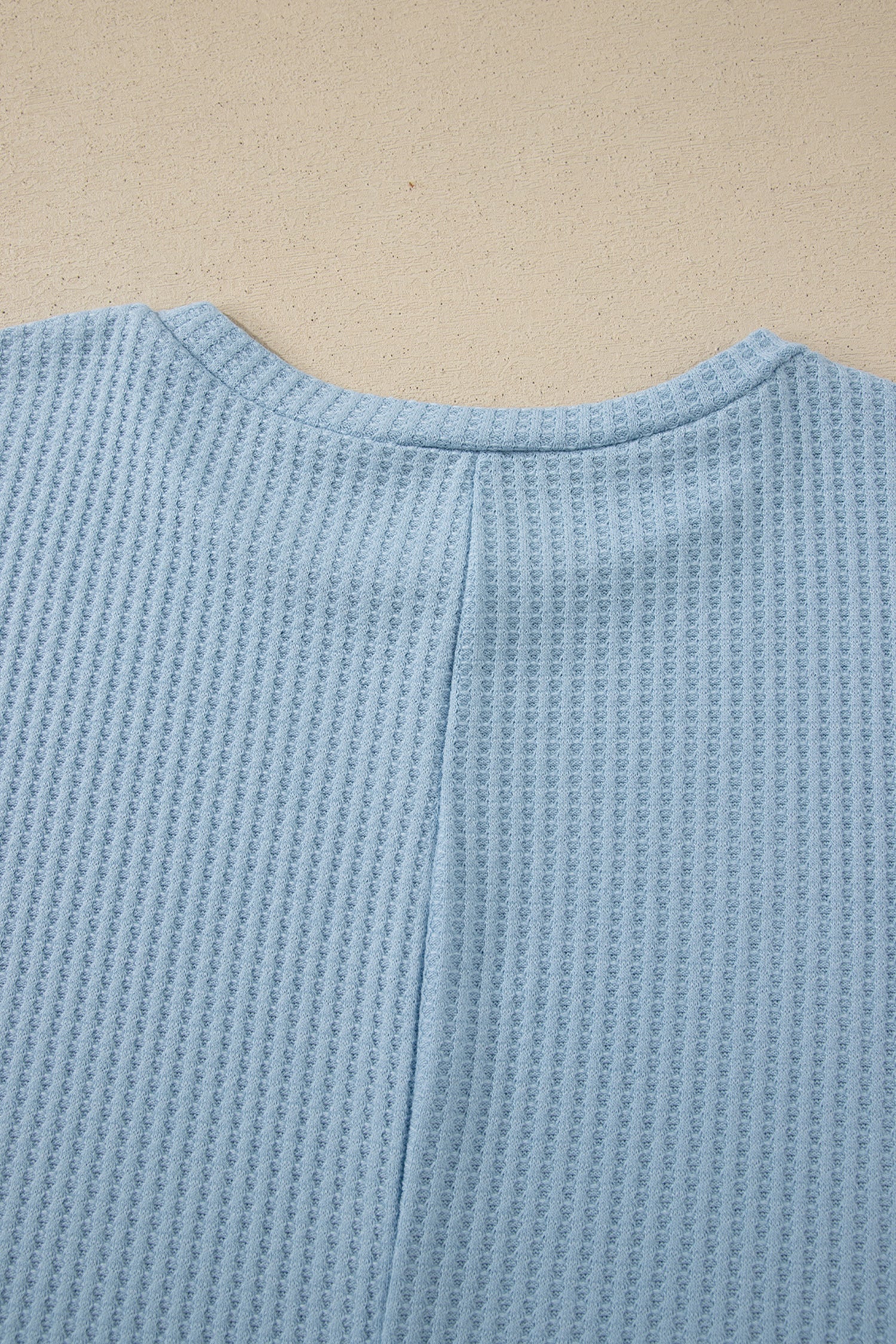 Beau Blue Waffle Textured Knit Dolman Short Sleeve Loose Top