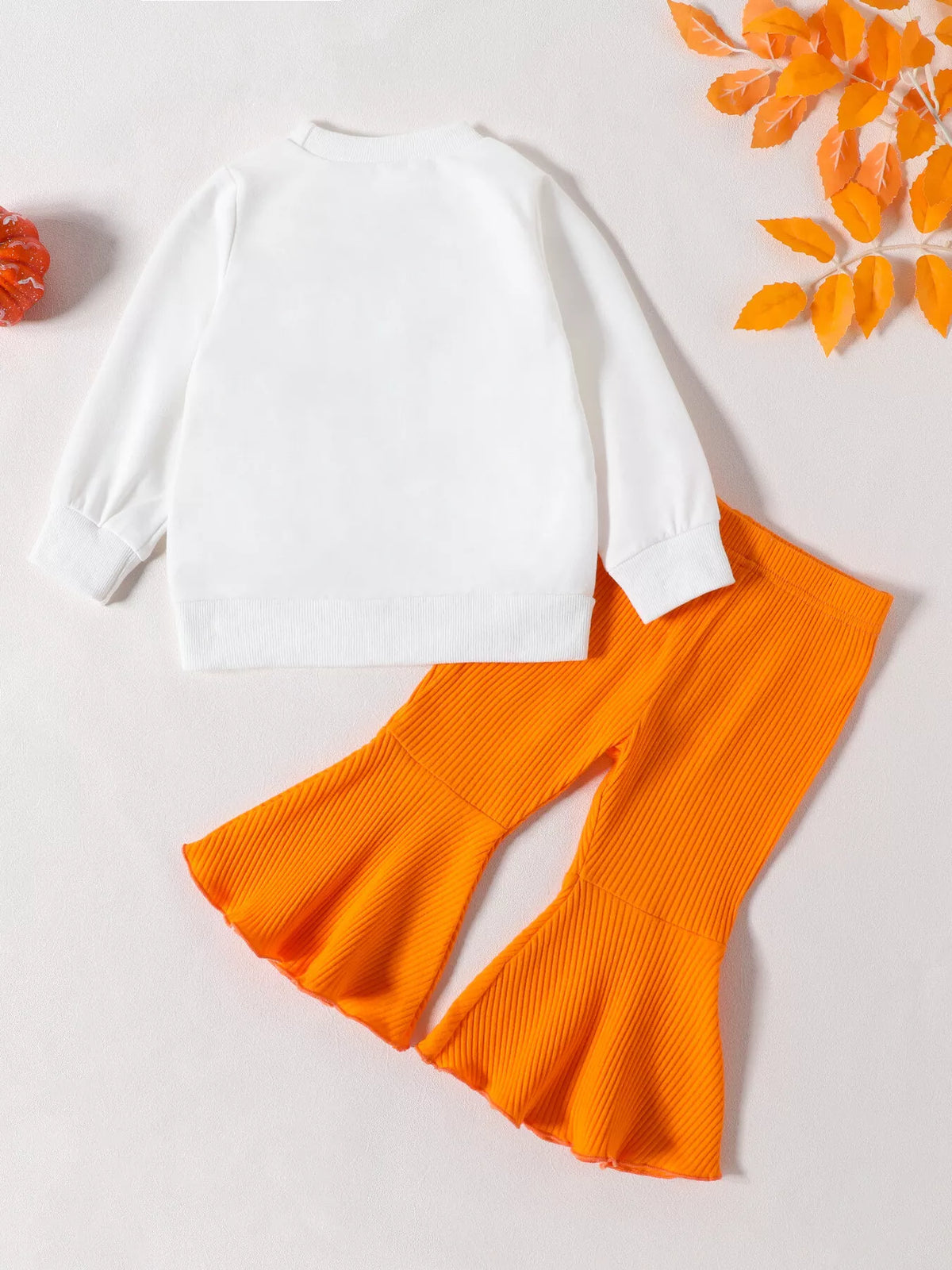 Children's Howdy Pumpkin Graphic Long Sleeve Sweatshirt and Ribbed Bell Pants Set