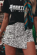Leopard Print Button Overlap Denim Shorts