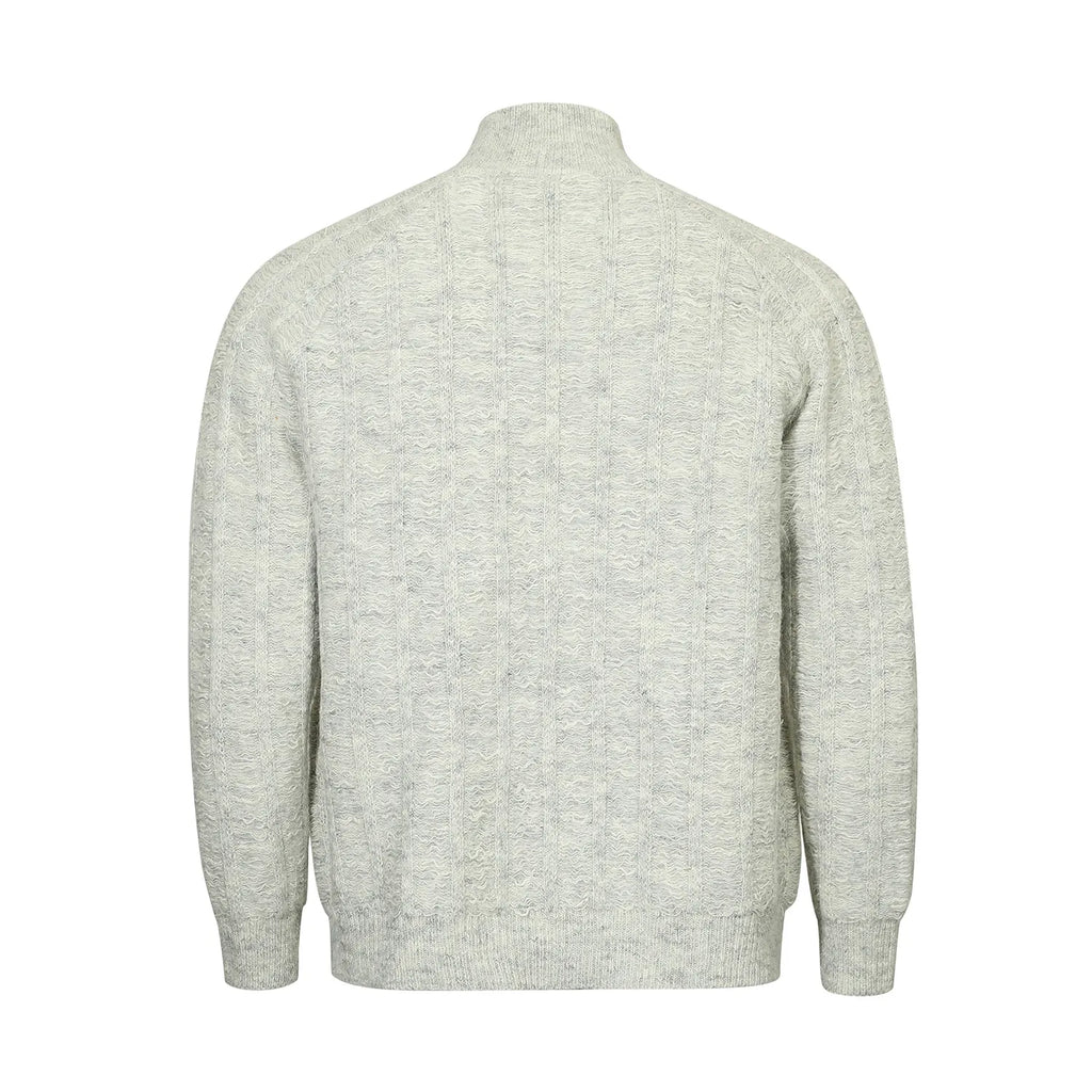 Men's Cable Knit Zip-Up Mock Neck Cardigan