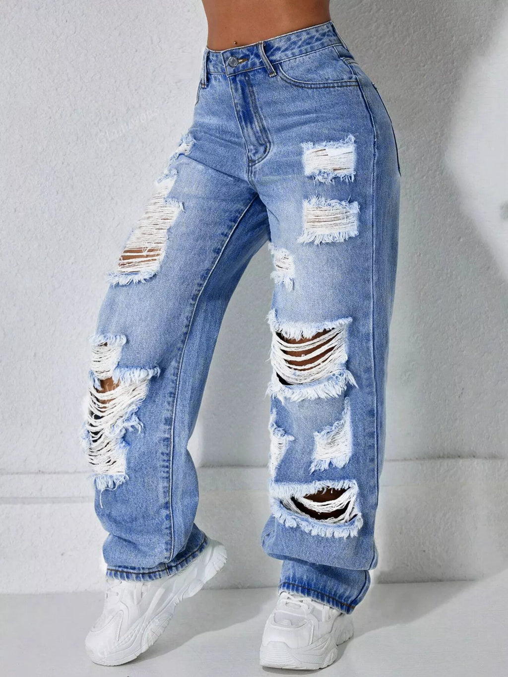 Distressed Wide Leg Jeans