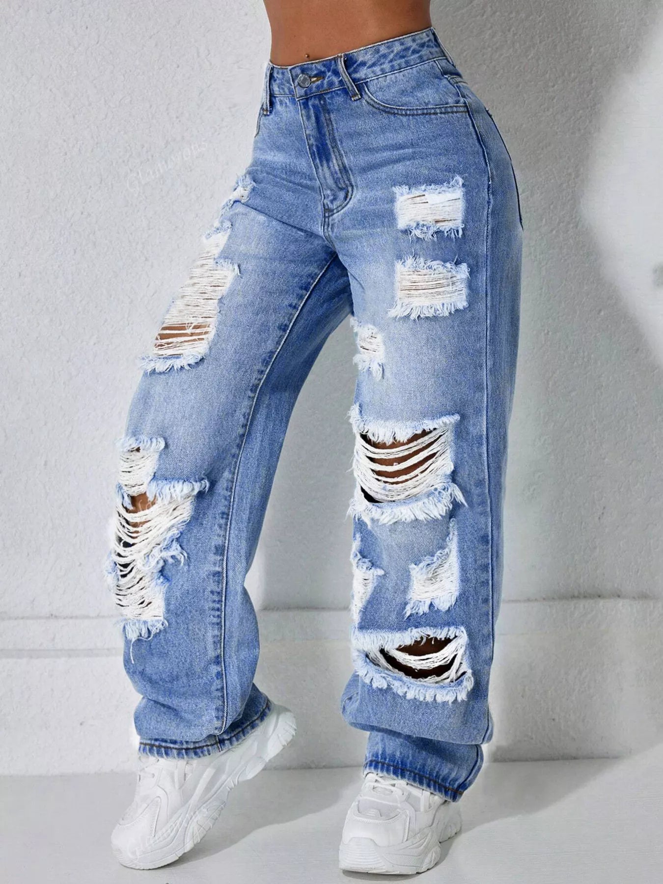 Distressed Wide Leg Jeans