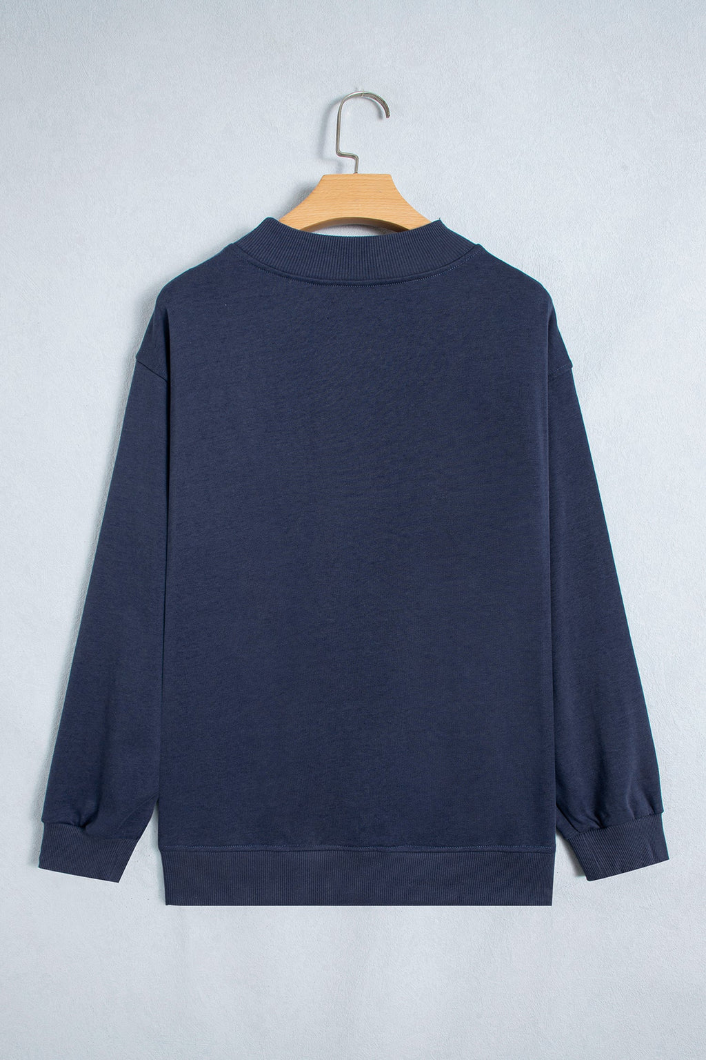 Dirty blue Embroidered Leopard Alabama High Neck Long Sleeve Tunic Sweatshirt