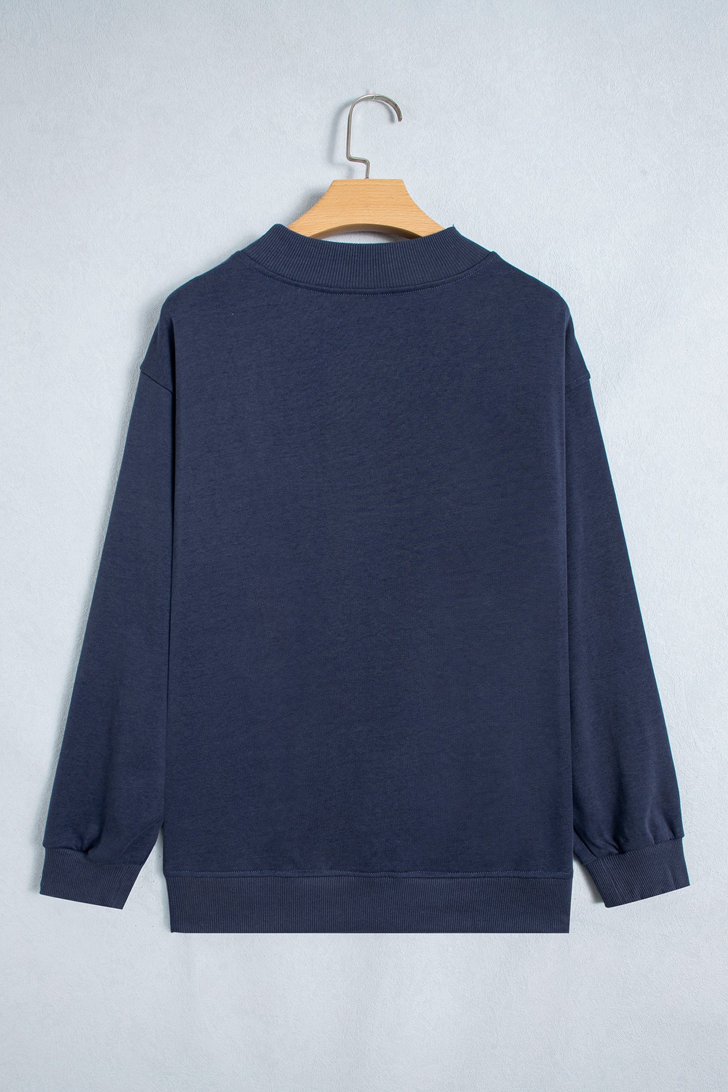 Dirty blue Embroidered Leopard Alabama High Neck Long Sleeve Tunic Sweatshirt