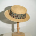 Straw Boater Hat with Printed Band