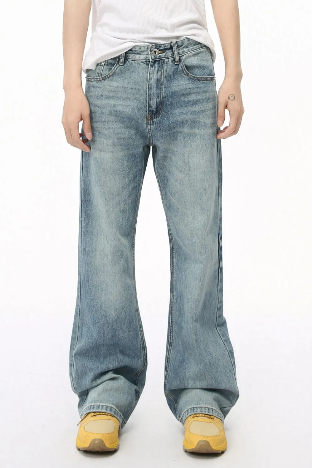 Washed High Rise Bootcut Jeans