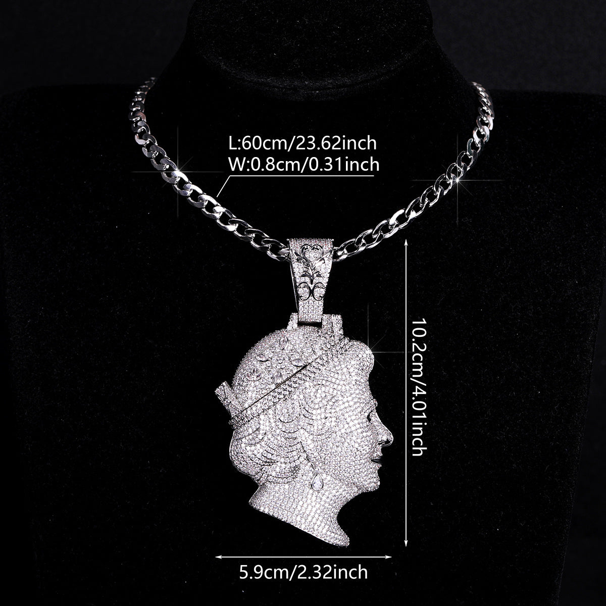 Hip-Hop Double-Sided Three-Dimensional Queen Necklace