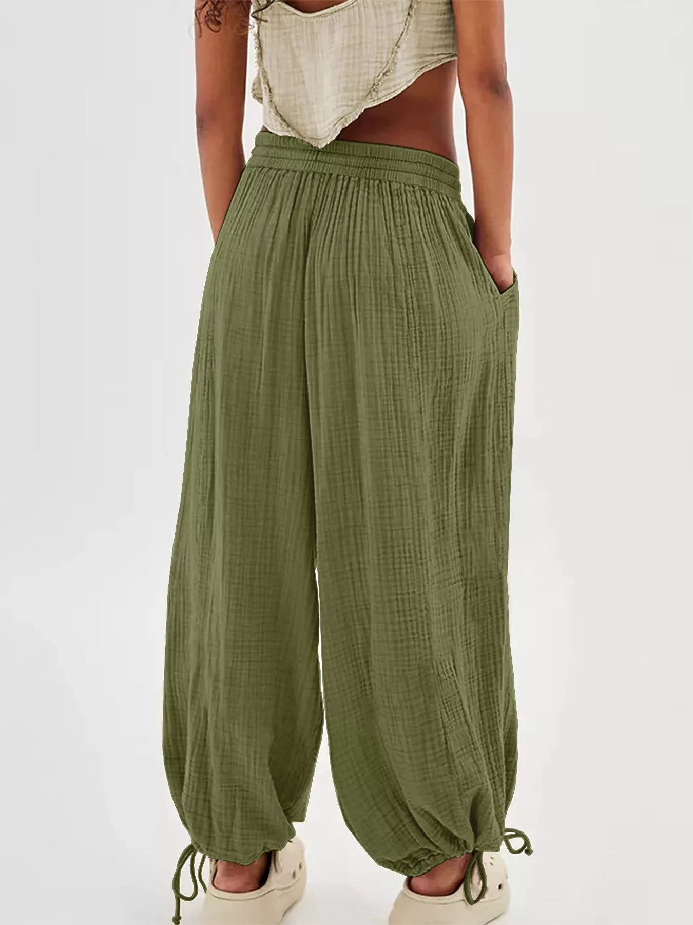 Loose Fit Gauze Drawstring Pants