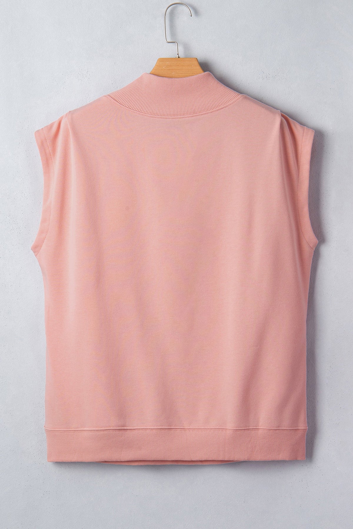Solid Mock Neck Cap Sleeve Oversized Top
